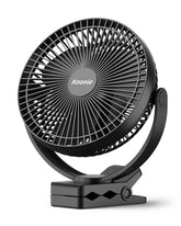 Koonie front view of 8‑inch clip fan showing compact design and powerful airflow