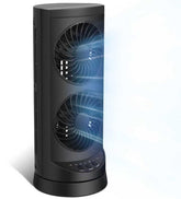 KopBeau front view of tower fan showing slim profile and quick cooling benefit