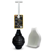 Korky front view of BeehiveMAX plunger and holder showing compact storage benefit