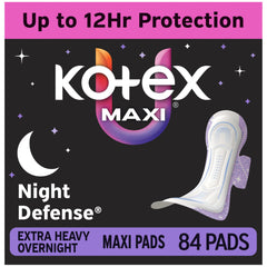 Kotex front packaging showing product benefits and extra-heavy protection