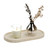 Koville travertine tray front view showing natural stone and neat edge for elegant organization