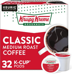 Krispy Kreme front packaging showing 32-count box and brand benefit