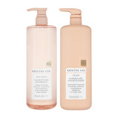 Kristin Ess front packaging shows complete clarifying shampoo and conditioner set for freshness