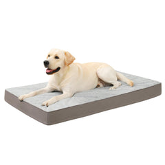 KSIIA bed front view showing full grey mattress and supportive profile benefit