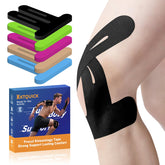 KTQUICK front packaging showing 12 precut knee tape strips and benefits