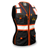 KwikSafety BLACK WIDOW front view showing fitted silhouette and zipper for professional appearance