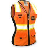 KwikSafety FIRST LADY front view showing fitted cut and pockets for professional appearance