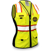 KwikSafety front view showing tailored fit and bright yellow fabric for visible protection