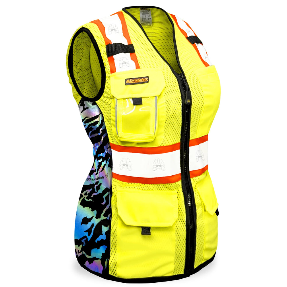 KwikSafety TIGER QUEEN front view showing tailored fit and reflective benefit