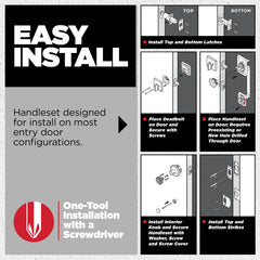 Kwikset 660 adjustable latch showing backset twist for universal fit benefit