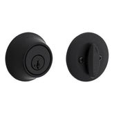 Kwikset 660 front view matte black showing clean round exterior and curb appeal