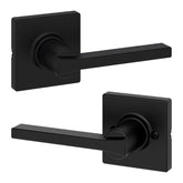 Kwikset Casey lever front view showing matte black modern style and easy handling