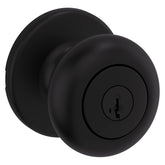Kwikset Cove front view in matte black showing secure entrance appeal