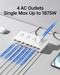 KWRNVO angled 45° plug inserted behind couch to demonstrate space-saving fit