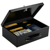 KYODOLED front closed box showing compact fireproof storage and durable steel benefit