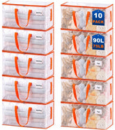 KYODOLED front view of clear moving bag, shows size and savings