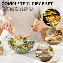 Kzovone utensils placed in a chafing dish showing ideal reach and practical serving use