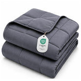 L'AGRATY front view dark grey blanket showing full-sized throw and clean finish