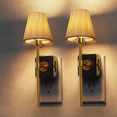 L LOHAS LED front view showing pleated fabric shade and ambient benefit