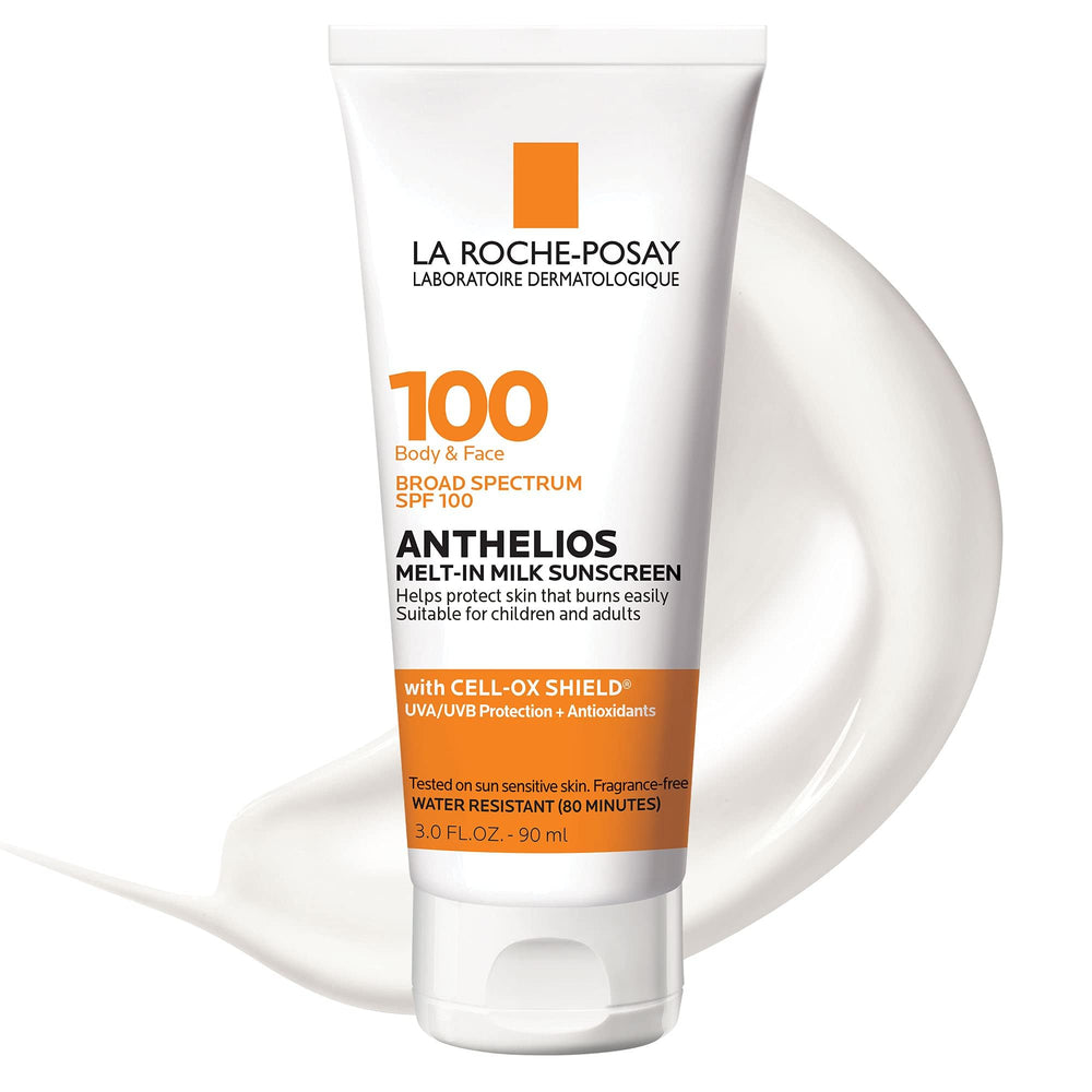 La Roche-Posay front packaging showing SPF 100 travel tube and benefits