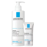 La Roche-Posay travel kit front packaging showing both cleanser and moisturizer benefits