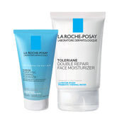 La Roche-Posay travel kit front view showing cleanser and moisturizer, convenient for trips
