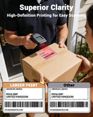 Labeer close-up of printed 4x6 label demonstrating readable text and barcode clarity