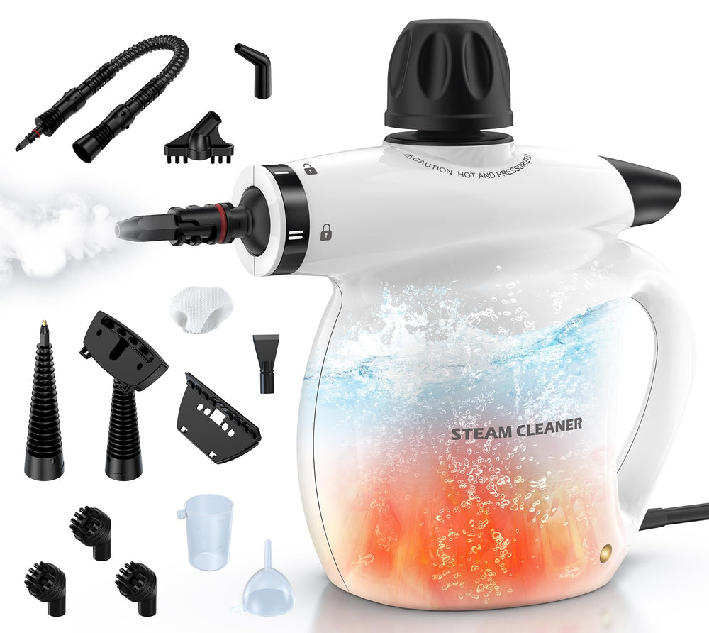 LABIGO front view of handheld steam cleaner showing compact design and portability
