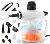 LABIGO front view of handheld steam cleaner showing compact design and portability