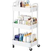 Laiensia front view cart showing three tiers and sleek white finish for organized storage