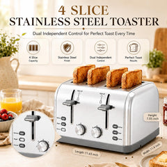 LAINSTEN top view revealing 1.5-inch extra-wide slots that fit thick breads and waffles