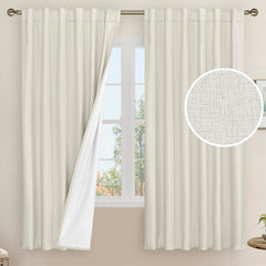 LAMIT front view of ivory panels showing full coverage and elegant drape for privacy