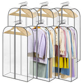 LANDNEOO front view clear garment bag showing full-length visibility and organized clothing