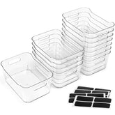 LANDNEOO front view of clear storage bins showing neat organization benefit