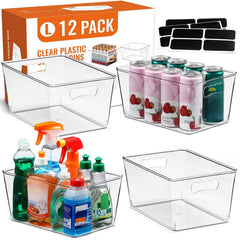 LANDNEOO front view of 12-pack showing neat uniform pantry storage benefit