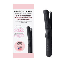 L'Ange Hair Le Duo front view showing sleek black design and ergonomic grip