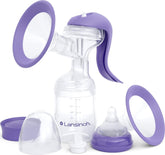 Lansinoh front view of manual pump showing compact design and portability benefit