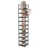 LANTEFUL front view of assembled 10-tier shoe rack showing space-saving benefit