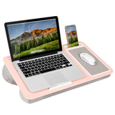 LapGear front view pink lap desk showing full work surface and ledge for secure use