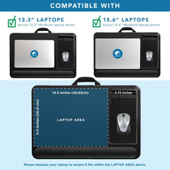 LapGear mouse pad and phone slot view for organized workflow