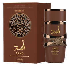 Lattafa Asad Bourbon boxed packaging highlighting presentation and gift readiness
