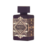 Lattafa Bade'e Al Oud Amethyst front bottle showing elegant label and silhouette for gifting