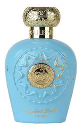 Lattafa Opulent Dubai front bottle with gold detailing highlighting luxury