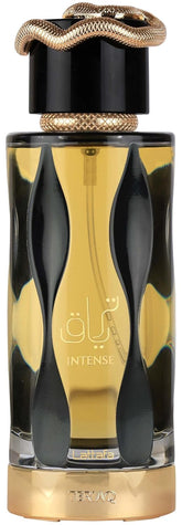 Lattafa Teriaq Intense front packaging showing elegant bottle and label benefit bold presentation