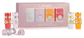 Lattafa Yara collection box front view showing all four 5ml bottles and packaging benefits