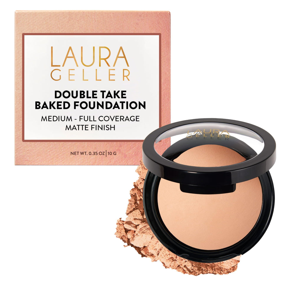 LAURA GELLER compact front view showing sleek packaging and portable design benefit