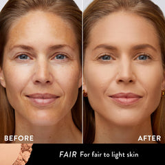 LAURA GELLER open compact revealing baked powder pan and pigmented finish benefit