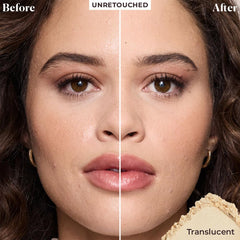 Laura Mercier close-up powder texture highlighting ultra-fine blur effect