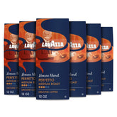 Lavazza front packaging showing six 12oz bags and brand benefit of consistent flavor