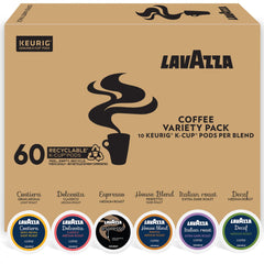 Lavazza front box showing 60-count variety pack and convenience